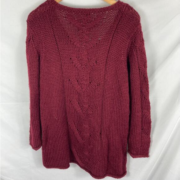 J Jill Red Knit Tunic Alpaca Wool Blend Sweater Size Medium - Picture 6 of 6